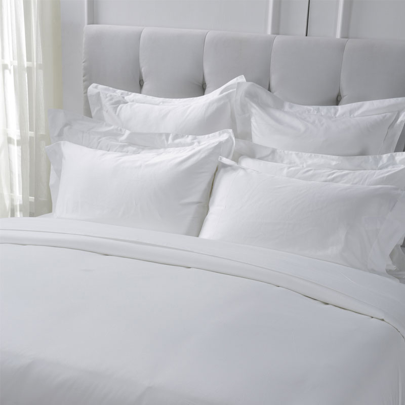 Pure White Cotton T330 Satin Plain Hotel Textile Linen Set