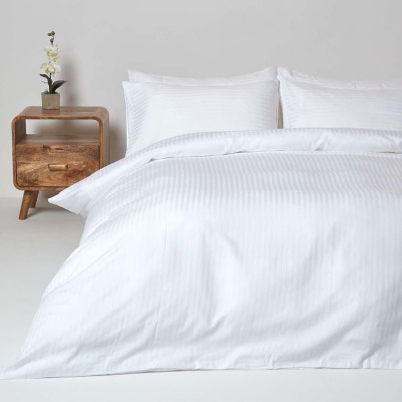 Bomuld 40s 250 trådtælling 1 cm satin stribe hotel flad ark sæt