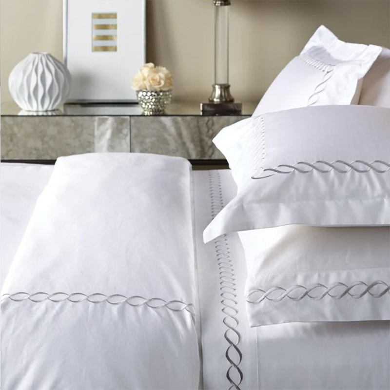 Udsøgt sølvbroderet hotel Quilt Cover Set Pure Cotton Sateen 330T