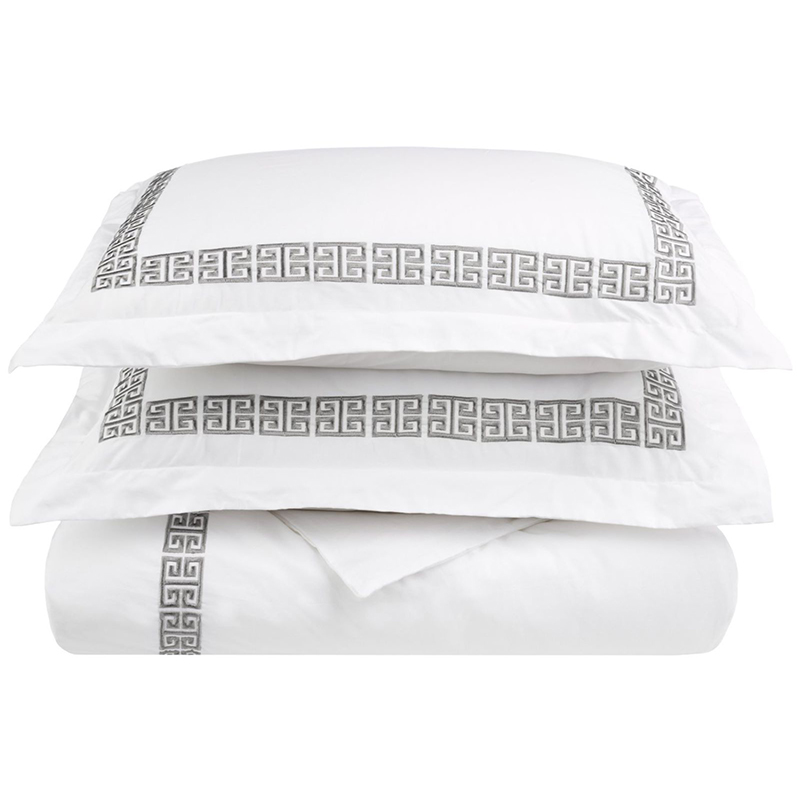 Premium Hotel Broderede lagner indstiller 400TC Plain Satin White