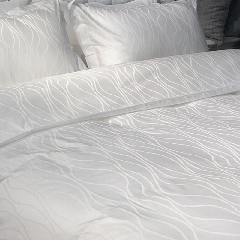 Ren bomuld satin jacquard vand bølge hotel tekstil sengetøj