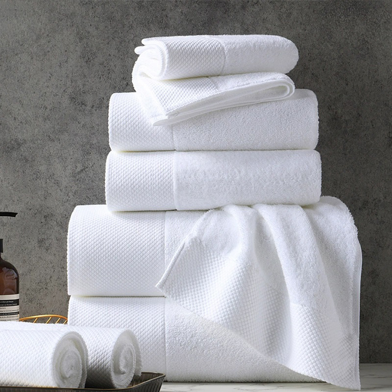 Diamond Weave Dobby Border Bombed Cotton Plain Terry Hotel Howlels Set