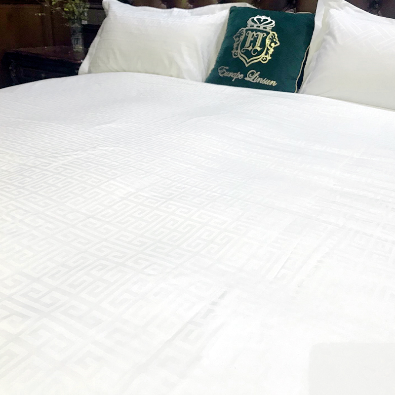 Kæmmet lang hæfteklammer bomuld 80'erne Sateen Jacquard 400t Hotel Bedding Set