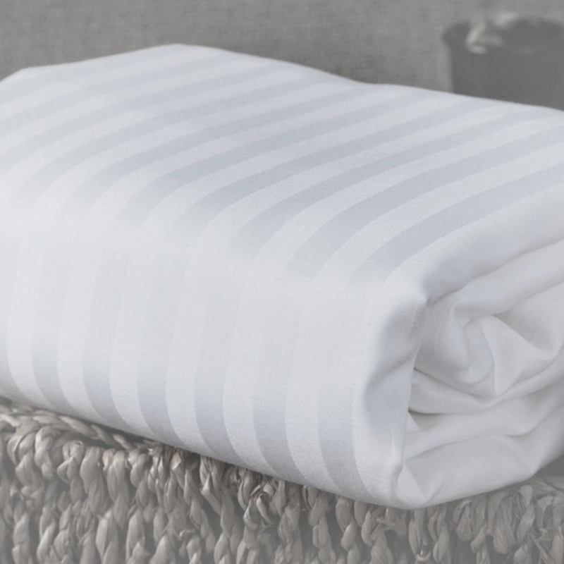 Ren bomuld hvid TC300 Sateen Stripe Hotel Bed Seng