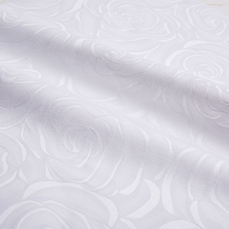 Bomuld hvidt hotel sengetøj stof satin jacquard rose blomst